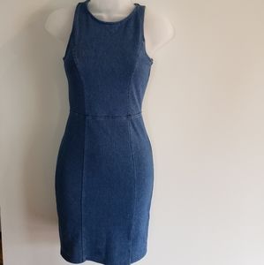 H&M Ladies Blue Stretchy Denim Sleeveless Dress